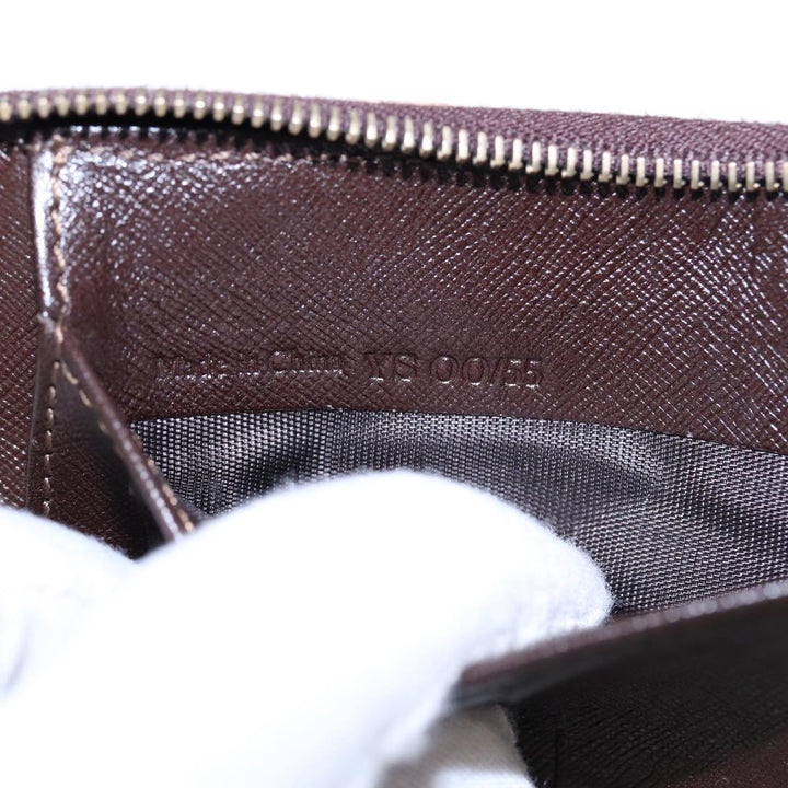 Celine Macadam Canvas Shoulder Wallet PVC Leather Gold Brown Auth 87855