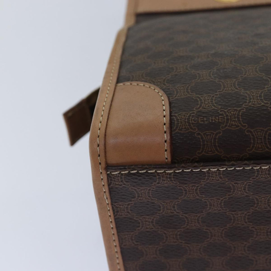 Celine Macadam Canvas Hand Bag PVC Leather Brown Gold Auth 87901