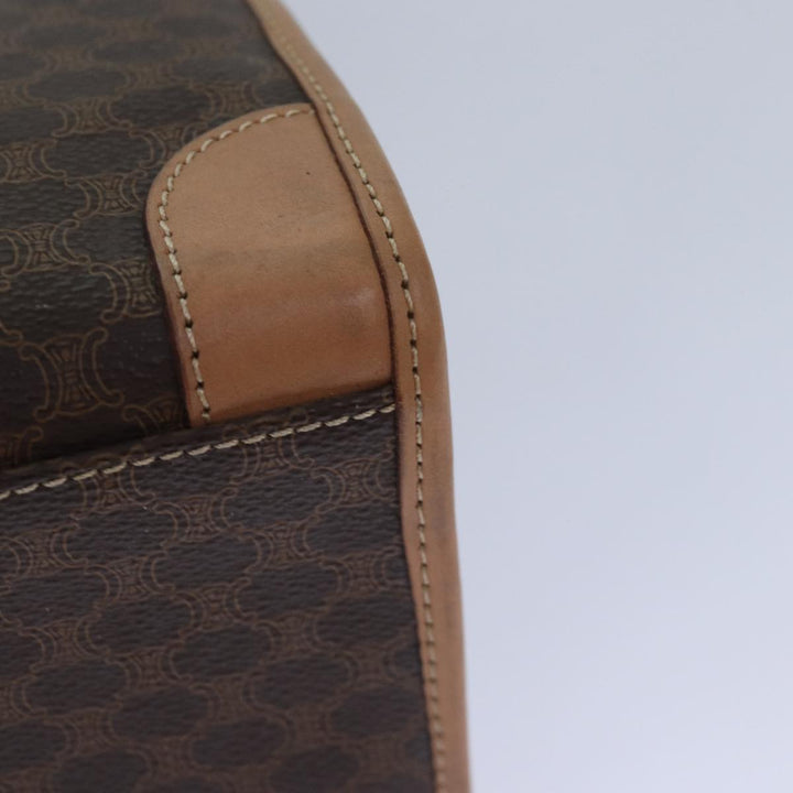 Celine Macadam Canvas Hand Bag PVC Leather Brown Gold Auth 87901
