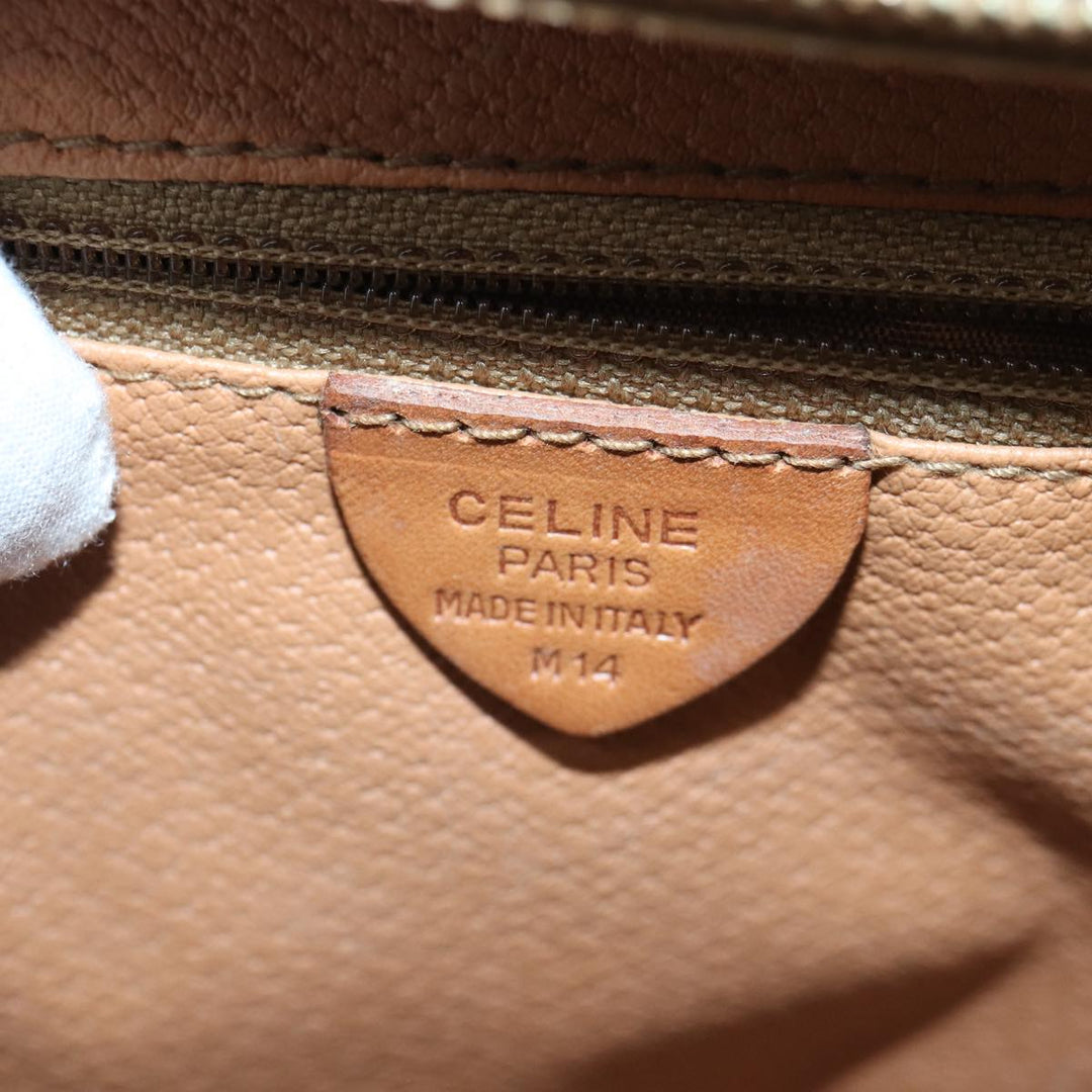 Celine Macadam Canvas Hand Bag PVC Leather Brown Gold Auth 87901