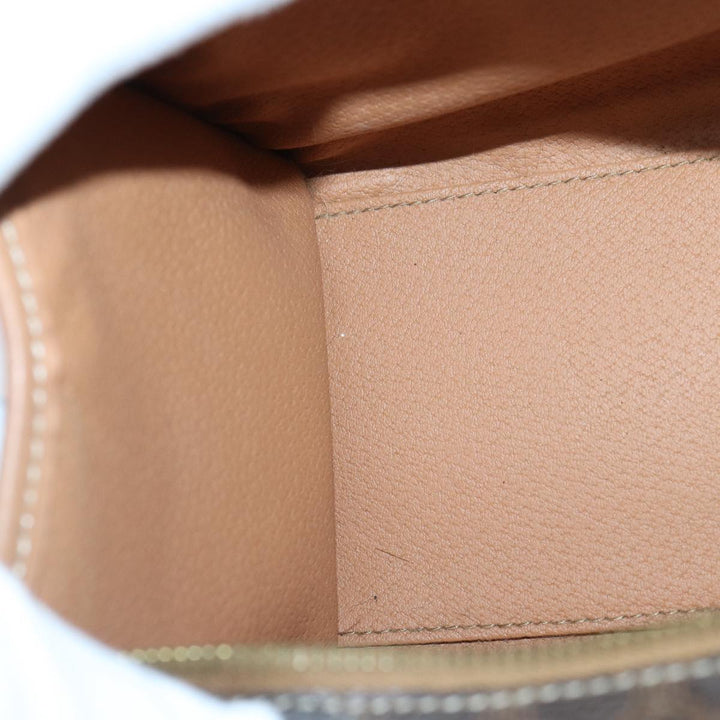 Celine Macadam Canvas Hand Bag PVC Leather Brown Gold Auth 87901