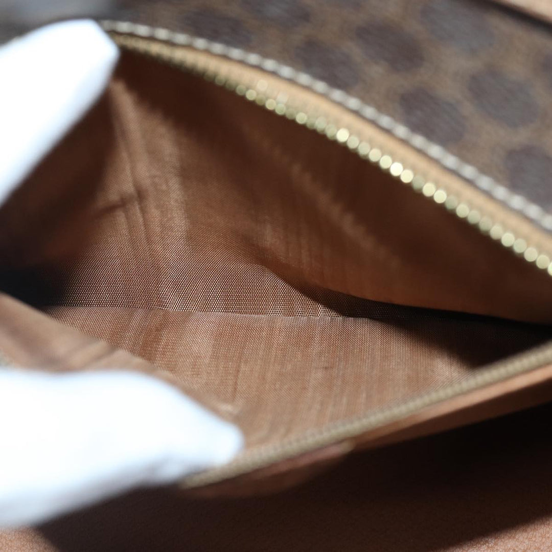 Celine Macadam Canvas Hand Bag PVC Leather Brown Gold Auth 87901