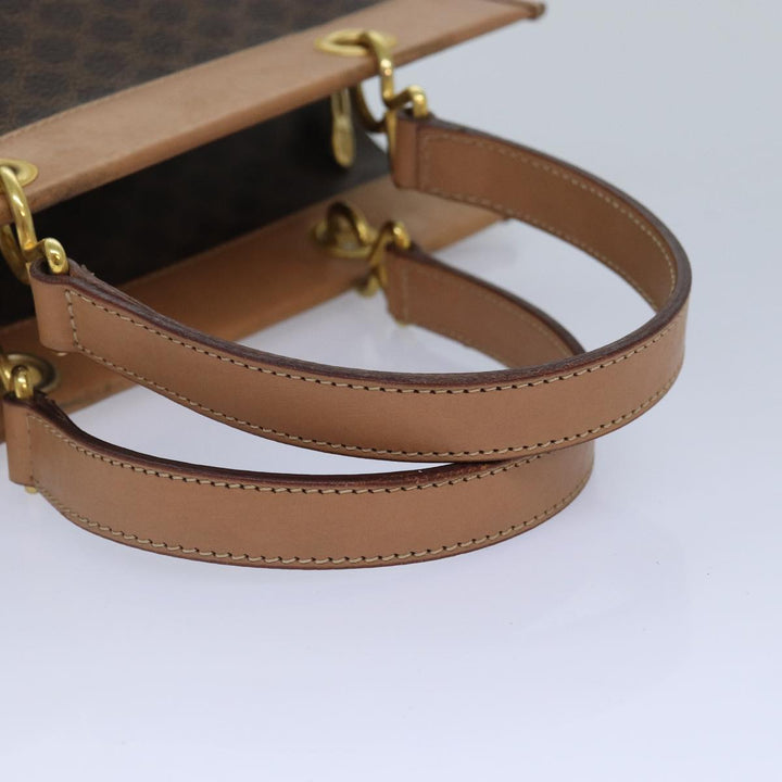 Celine Macadam Canvas Hand Bag PVC Leather Brown Gold Auth 87901