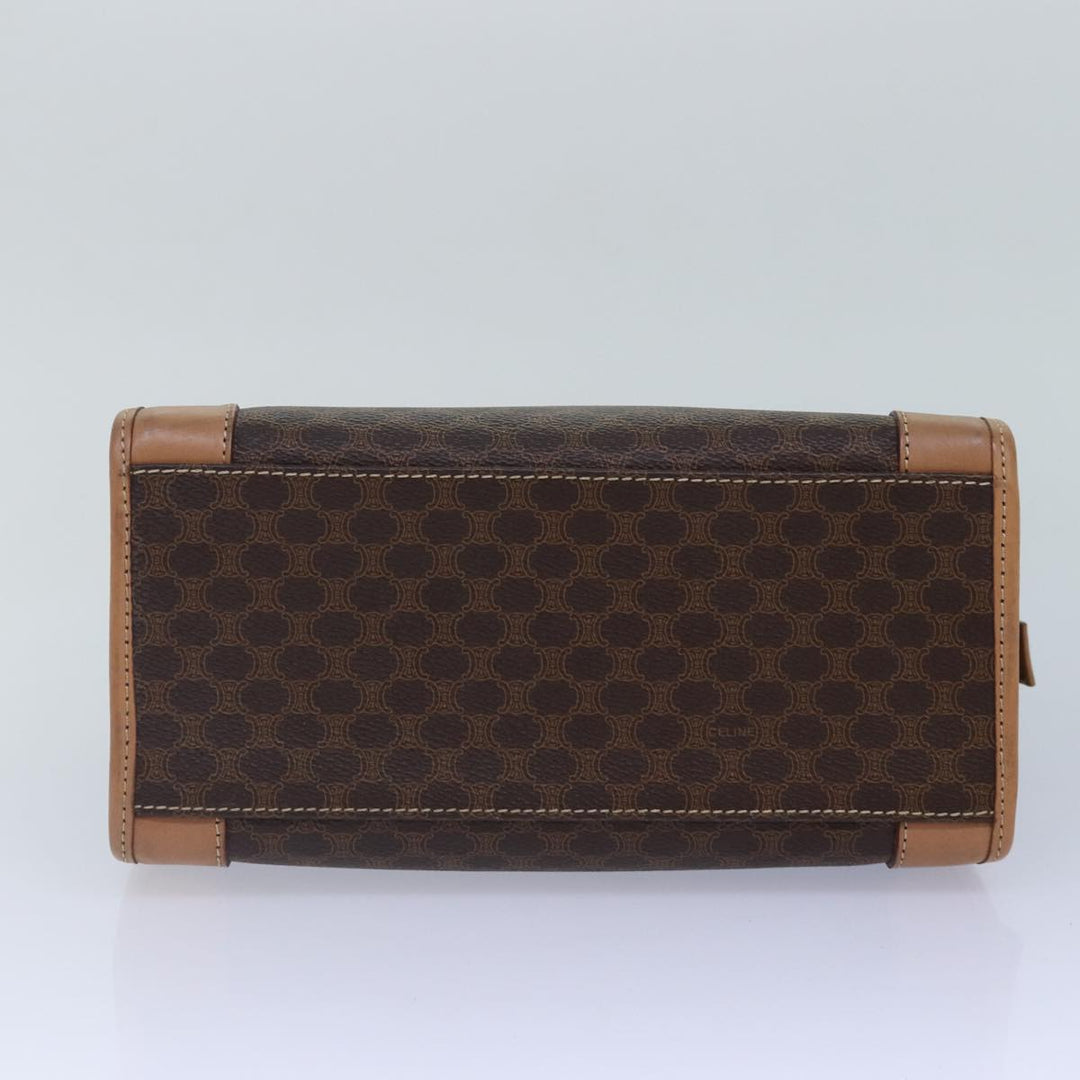 Celine Macadam Canvas Hand Bag PVC Leather Brown Gold Auth 87901