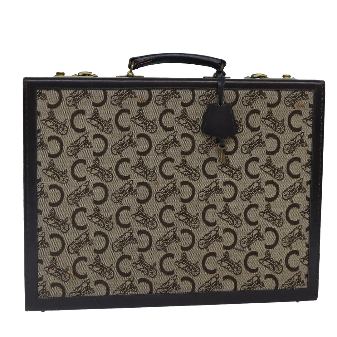 Celine C Sulky Trunk Case Beige Brown Auth 87910