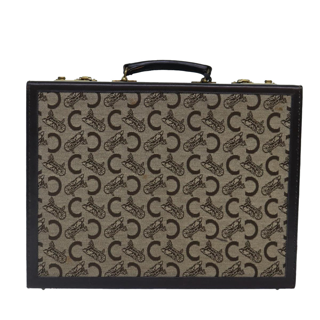 Celine C Sulky Trunk Case Beige Brown Auth 87910