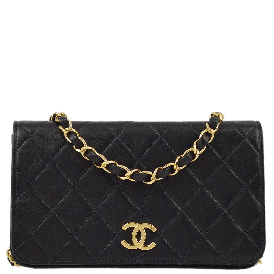 Top Quality Chanel 2000-2001 Black Lambskin Pushlock Mini Full Flap Shoulder Bag