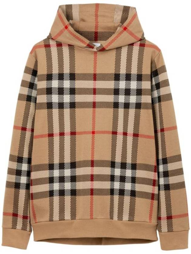 Burberry Check Cotton Jacquard Hoodie Beige