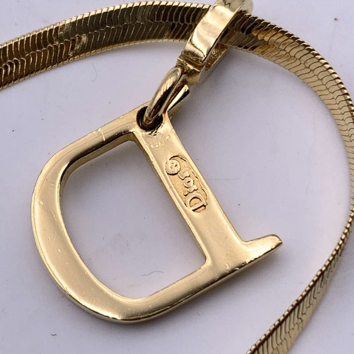 CHRISTIAN Top quality Dior Gold Metal D Logo Pendant Snake Chain Bracelet