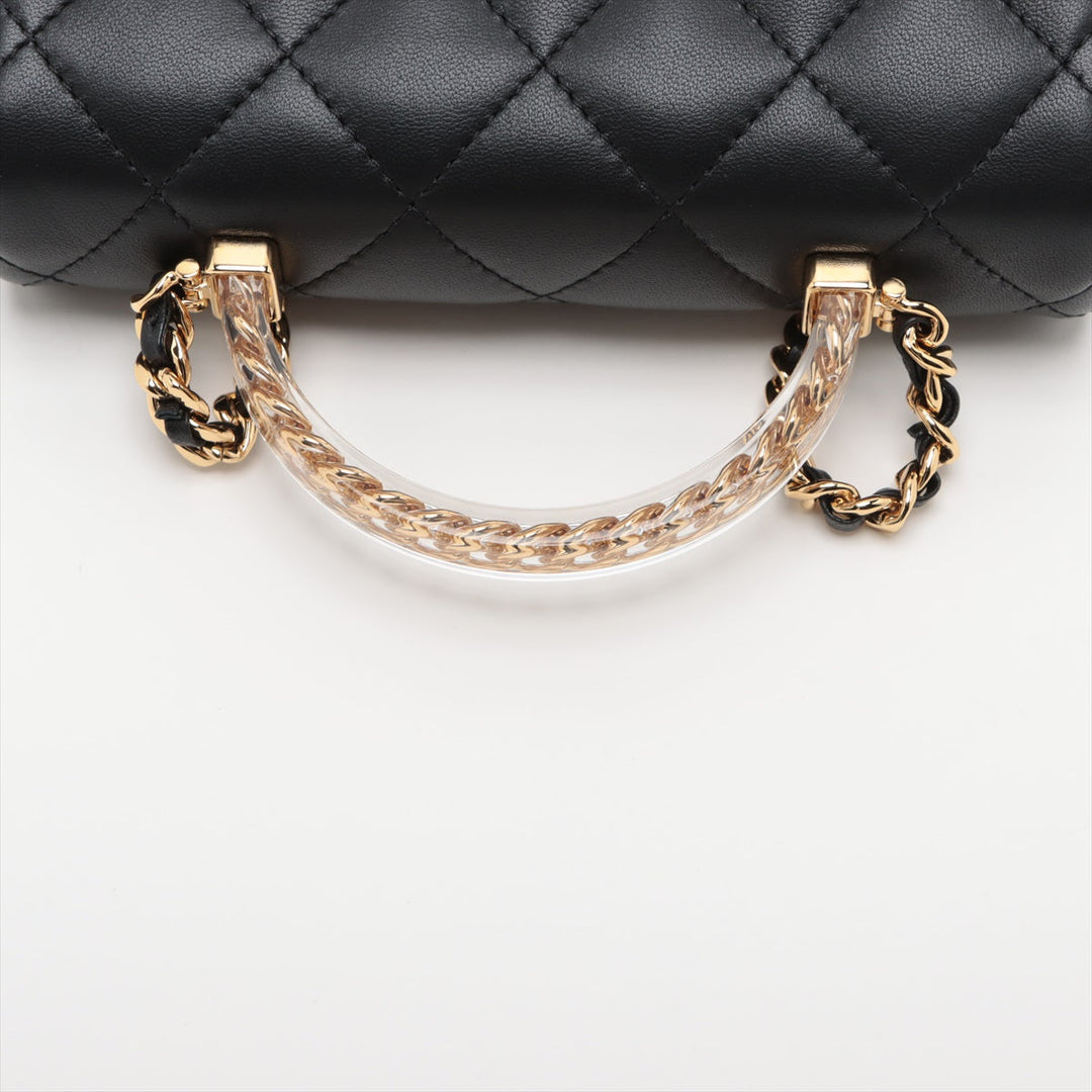 Top Quality Chanel Mini Matrasse  2WAY Shoulder Bag Top Handle Black G Gold
