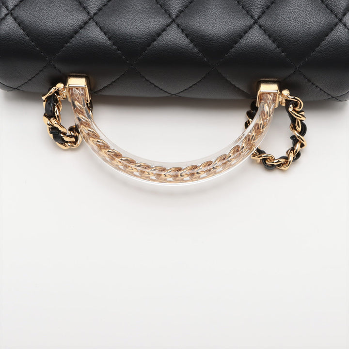 Top Quality Chanel Mini Matrasse  2WAY Shoulder Bag Top Handle Black G Gold