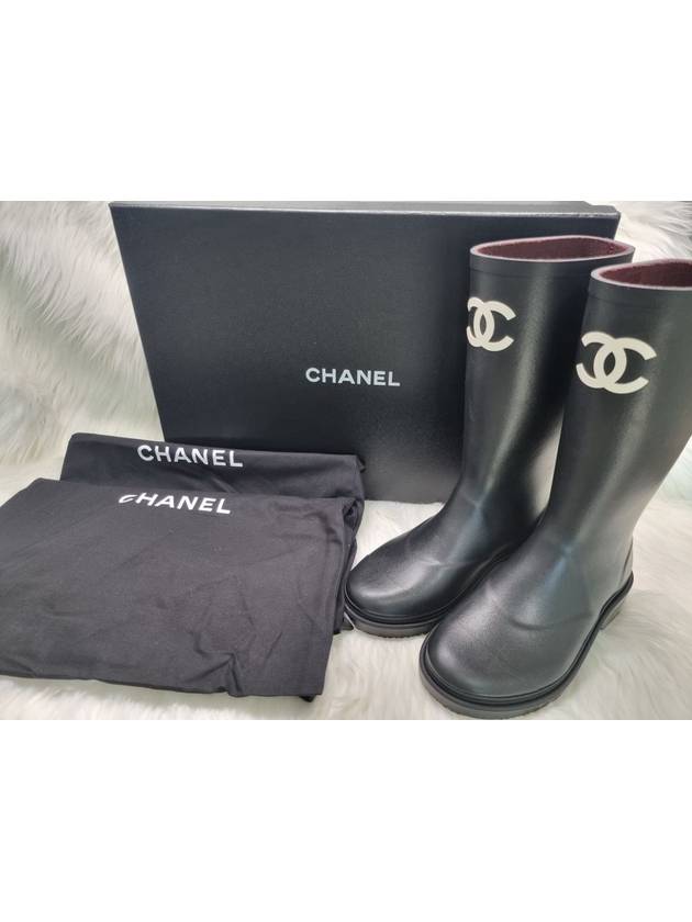 CC Logo Caoutchouc Rain Boots Black Chanel