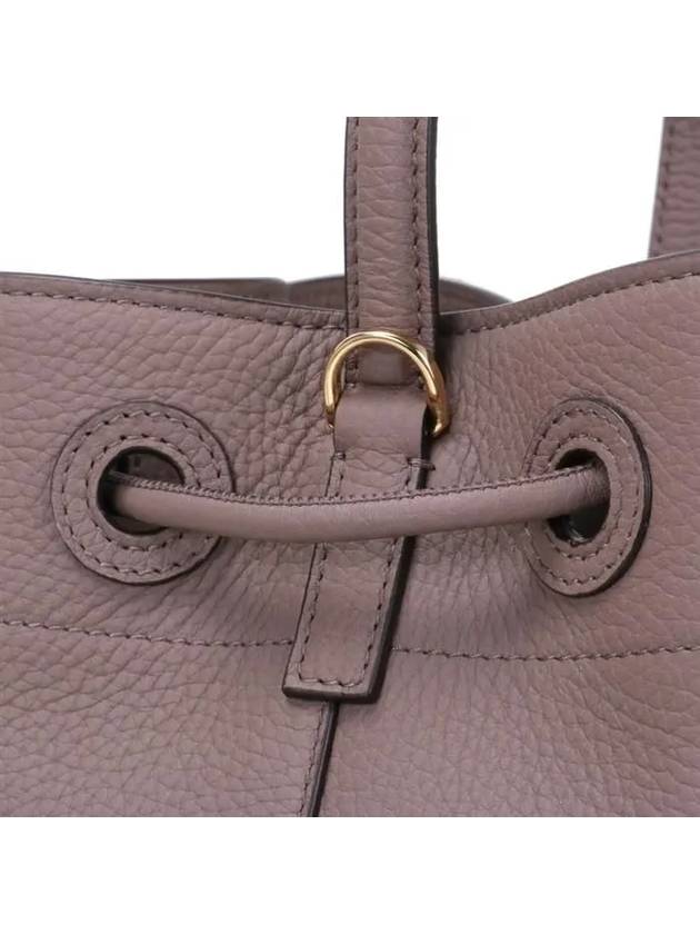 Burberry WoMen's Grainy Leather Small TB Bucket Bag Light Saddle Brown