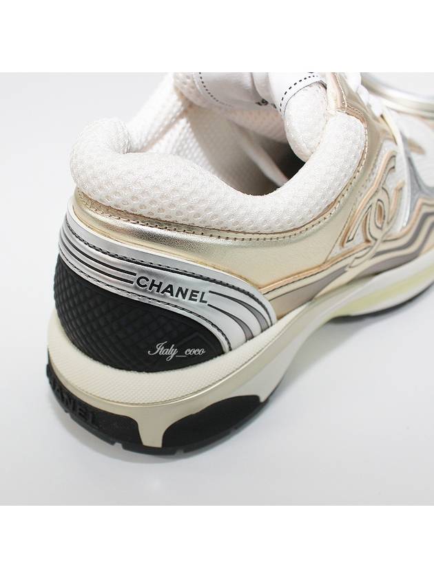 Fabric Laminated Low Top Sneakers Gold Chanel