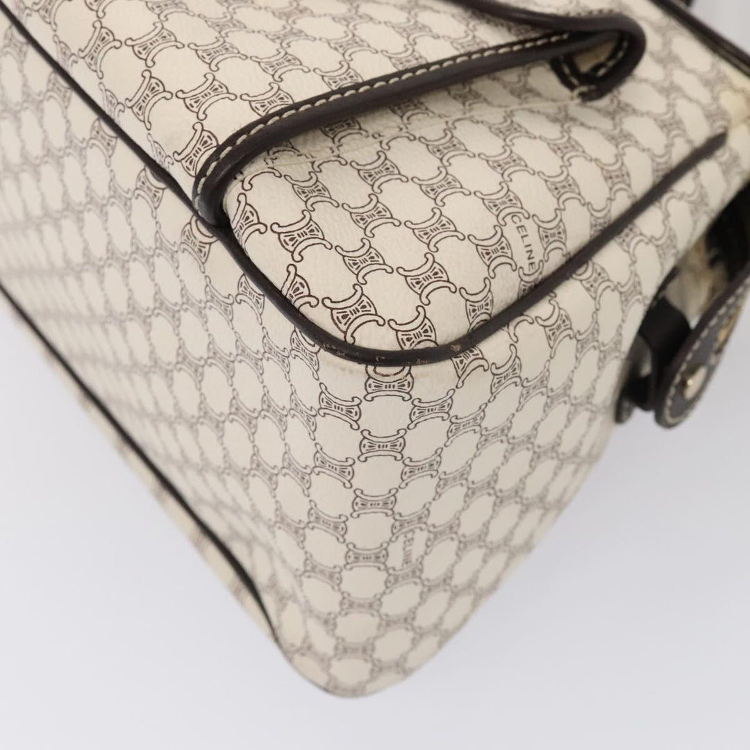 Celine Macadam Canvas Hand Bag PVC White Gold Auth 88107
