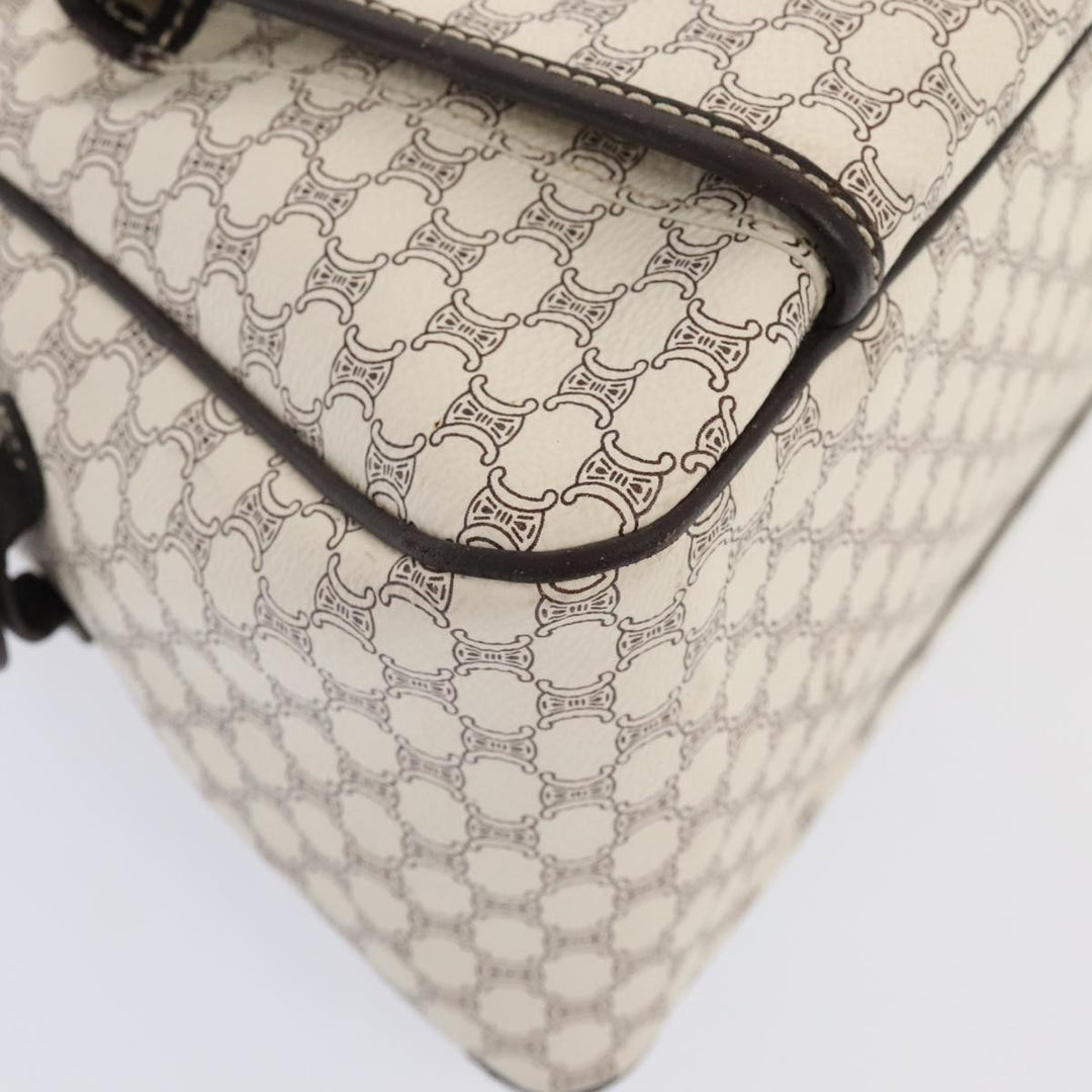 Celine Macadam Canvas Hand Bag PVC White Gold Auth 88107