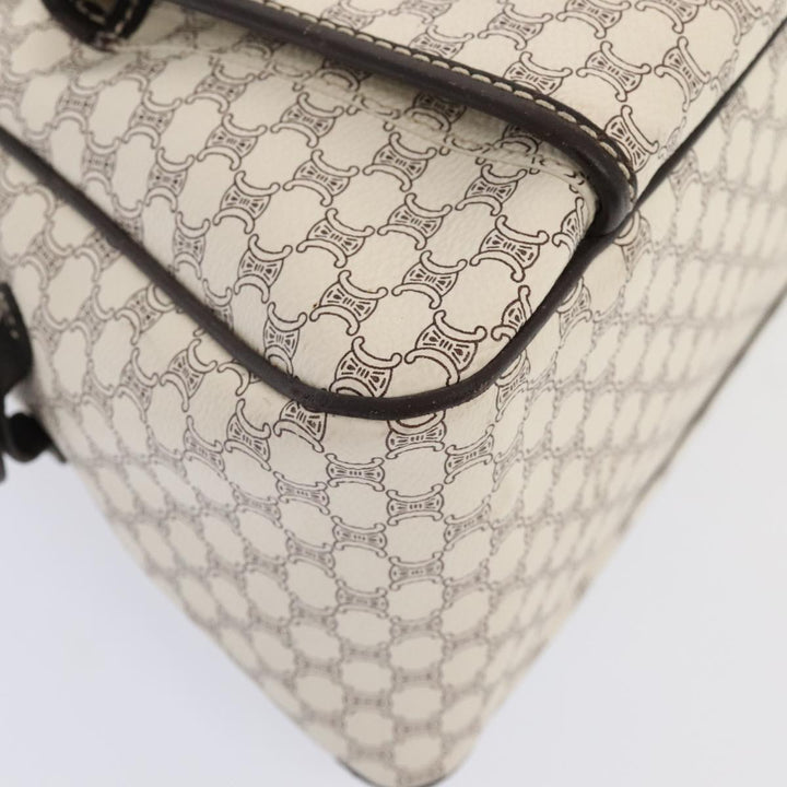 Celine Macadam Canvas Hand Bag PVC White Gold Auth 88107