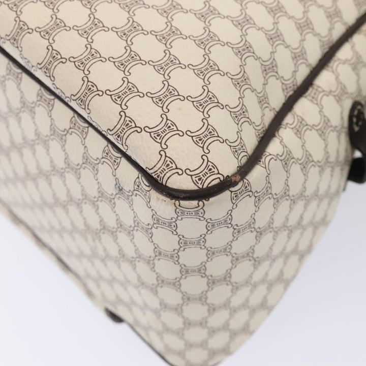Celine Macadam Canvas Hand Bag PVC White Gold Auth 88107