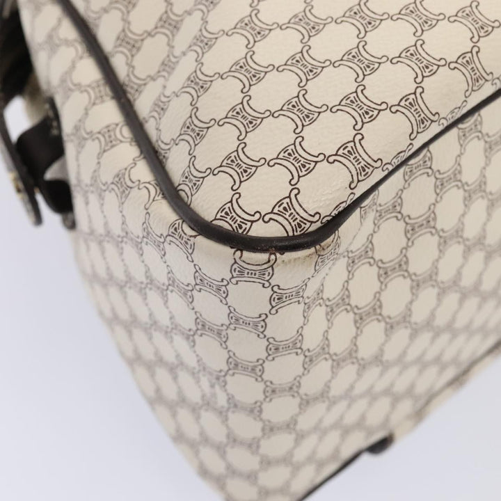 Celine Macadam Canvas Hand Bag PVC White Gold Auth 88107