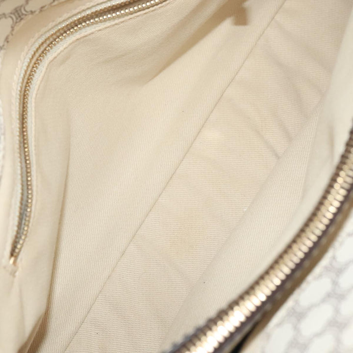 Celine Macadam Canvas Hand Bag PVC White Gold Auth 88107