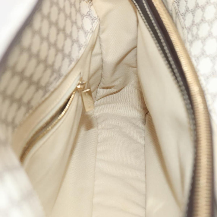 Celine Macadam Canvas Hand Bag PVC White Gold Auth 88107
