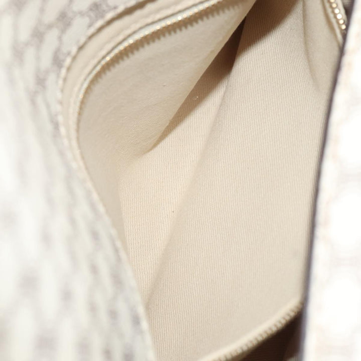 Celine Macadam Canvas Hand Bag PVC White Gold Auth 88107