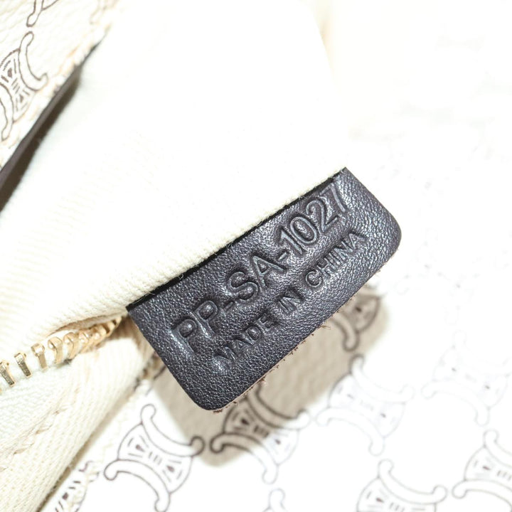 Celine Macadam Canvas Hand Bag PVC White Gold Auth 88107