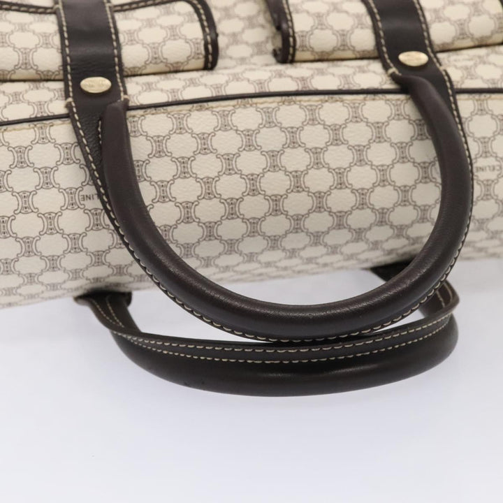 Celine Macadam Canvas Hand Bag PVC White Gold Auth 88107