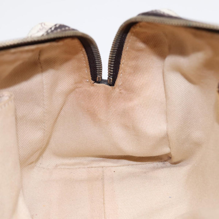 Celine Macadam Canvas Hand Bag PVC White Gold Auth 88108