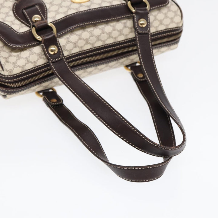 Celine Macadam Canvas Hand Bag PVC White Gold Auth 88108