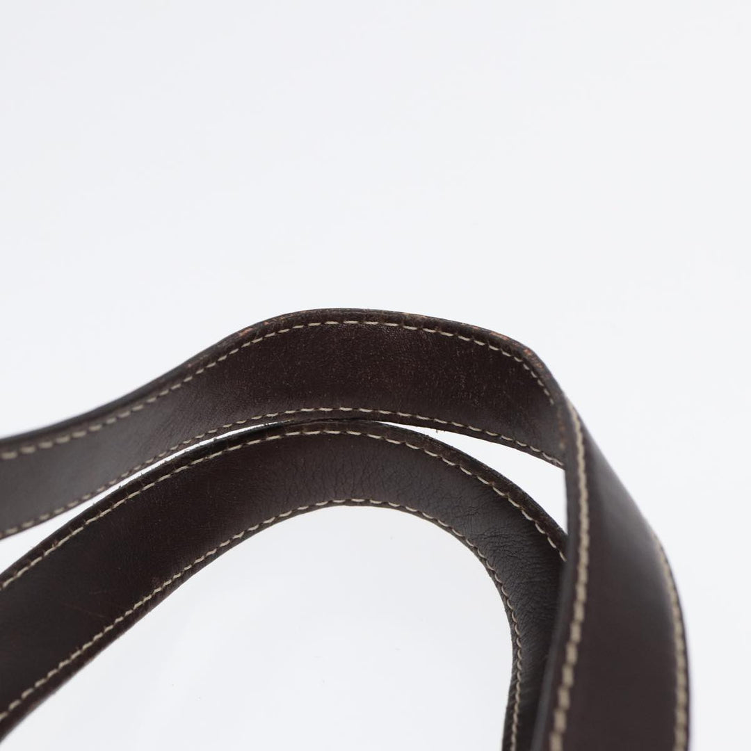 Celine Macadam Canvas Hand Bag PVC White Gold Auth 88108