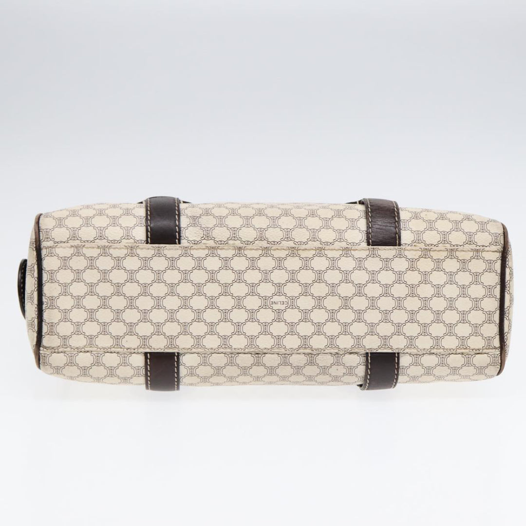 Celine Macadam Canvas Hand Bag PVC White Gold Auth 88108