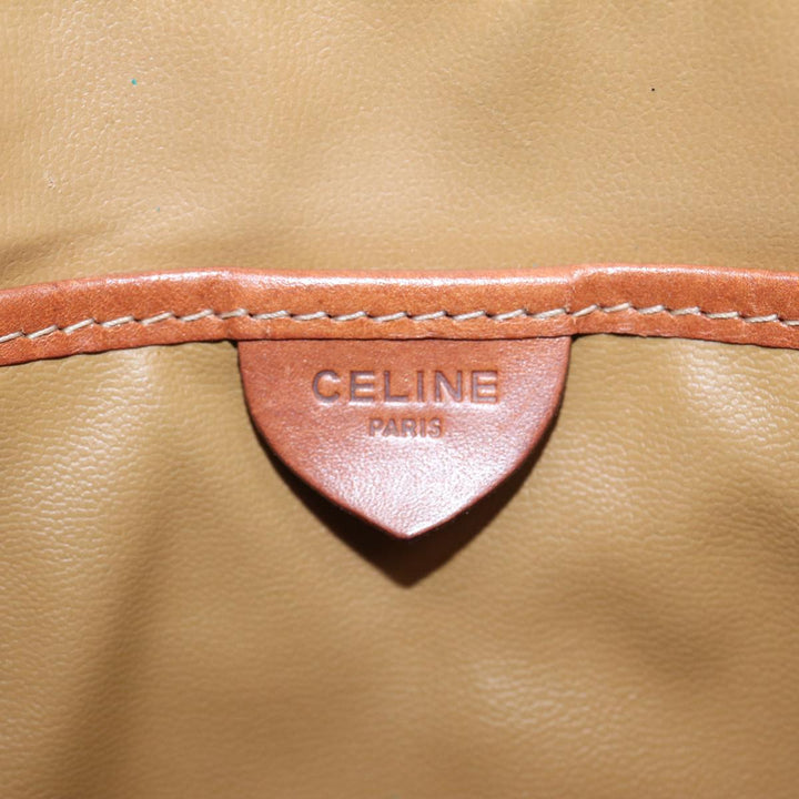 Celine Macadam Canvas Shoulder Bag PVC Leather Brown Gold Auth 88109