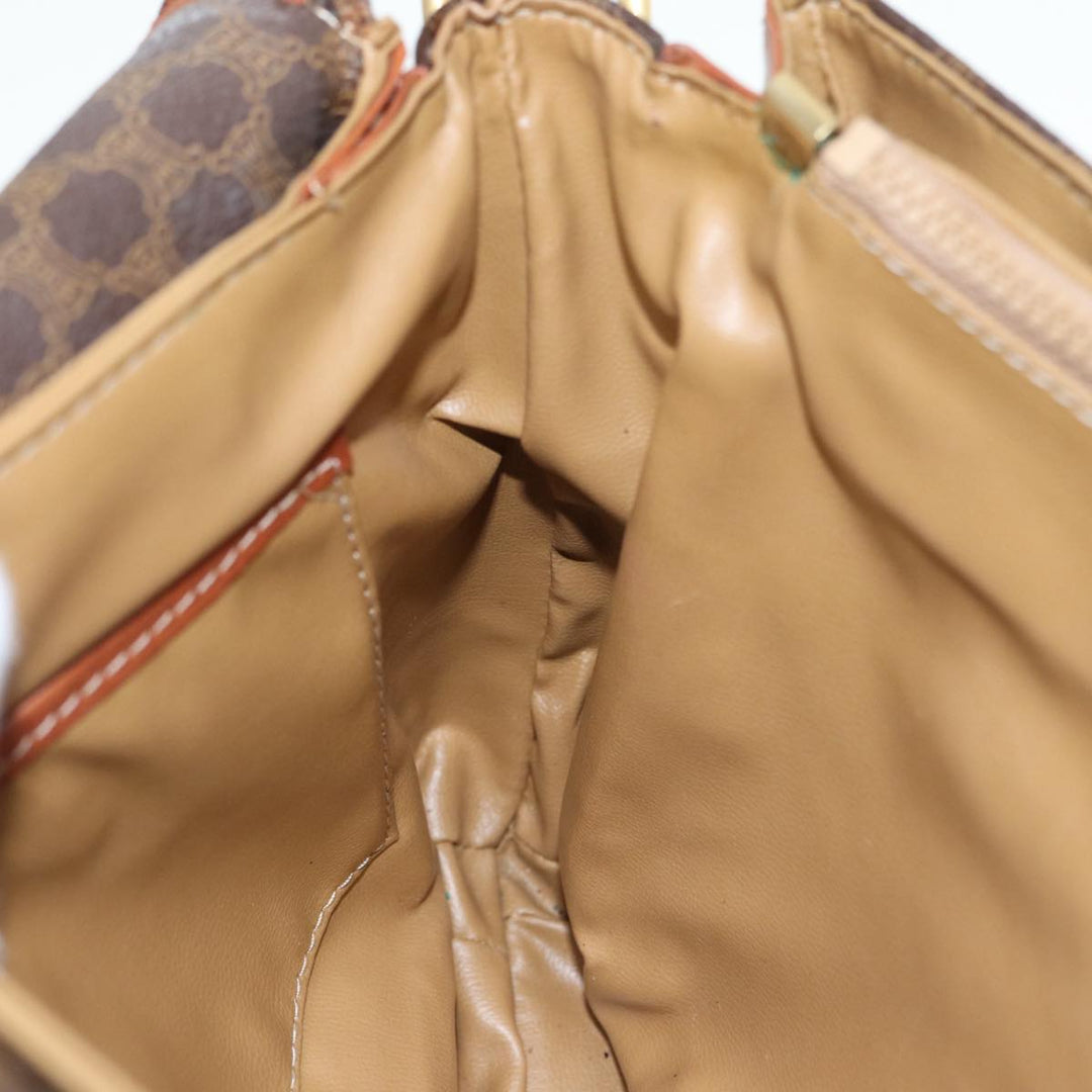 Celine Macadam Canvas Shoulder Bag PVC Leather Brown Gold Auth 88109