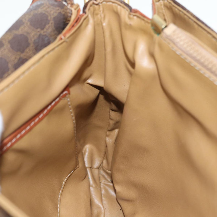 Celine Macadam Canvas Shoulder Bag PVC Leather Brown Gold Auth 88109