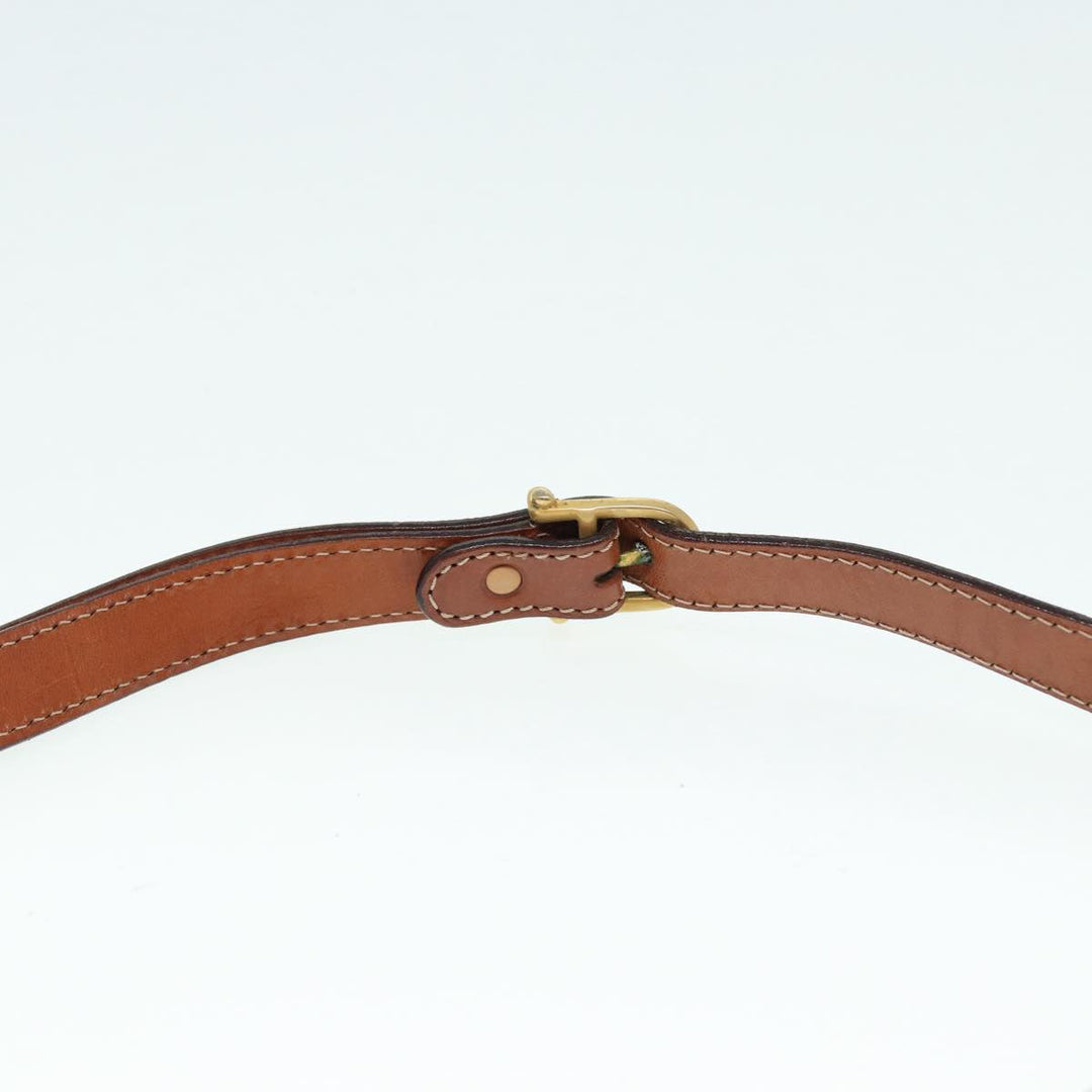 Celine Macadam Canvas Shoulder Bag PVC Leather Brown Gold Auth 88109