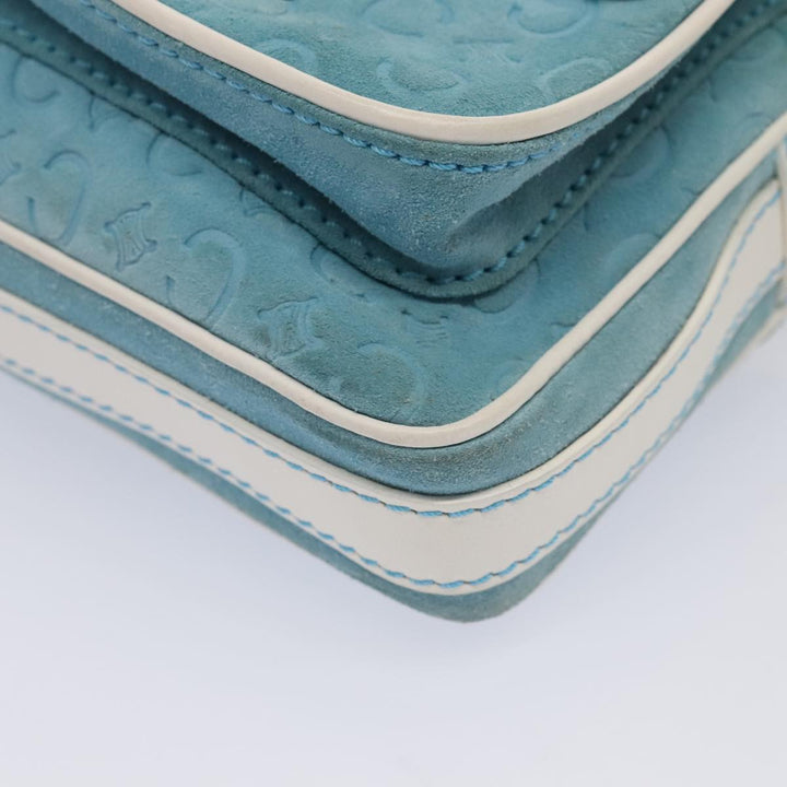 Celine C Macadam Canvas Shoulder Bag Blue Gold Auth 88113
