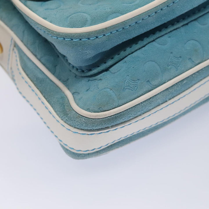 Celine C Macadam Canvas Shoulder Bag Blue Gold Auth 88113