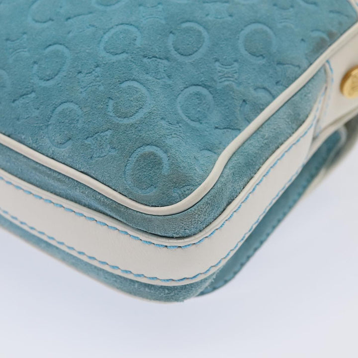 Celine C Macadam Canvas Shoulder Bag Blue Gold Auth 88113