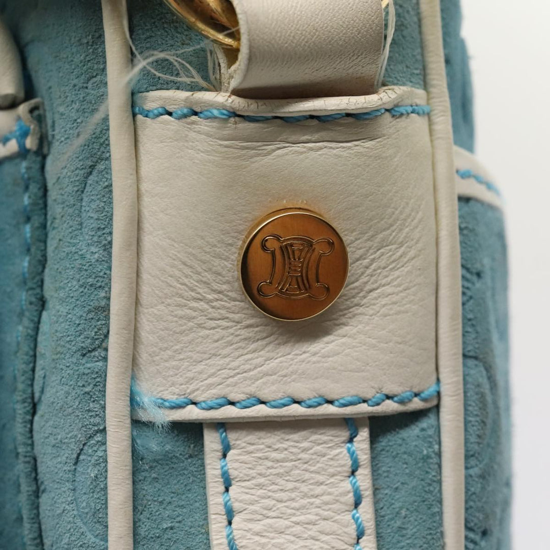 Celine C Macadam Canvas Shoulder Bag Blue Gold Auth 88113