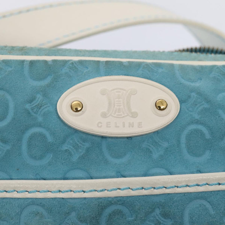 Celine C Macadam Canvas Shoulder Bag Blue Gold Auth 88113