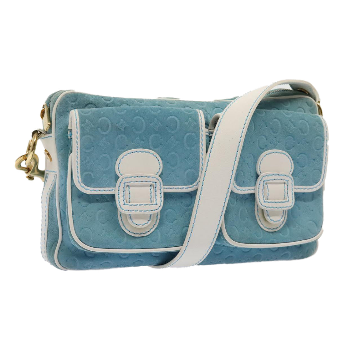 Celine C Macadam Canvas Shoulder Bag Blue Gold Auth 88113
