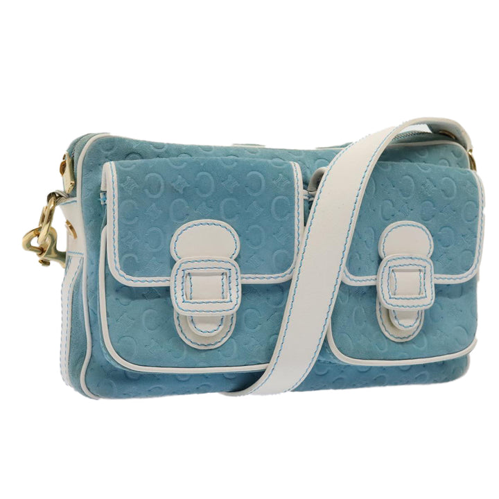 Celine C Macadam Canvas Shoulder Bag Blue Gold Auth 88113