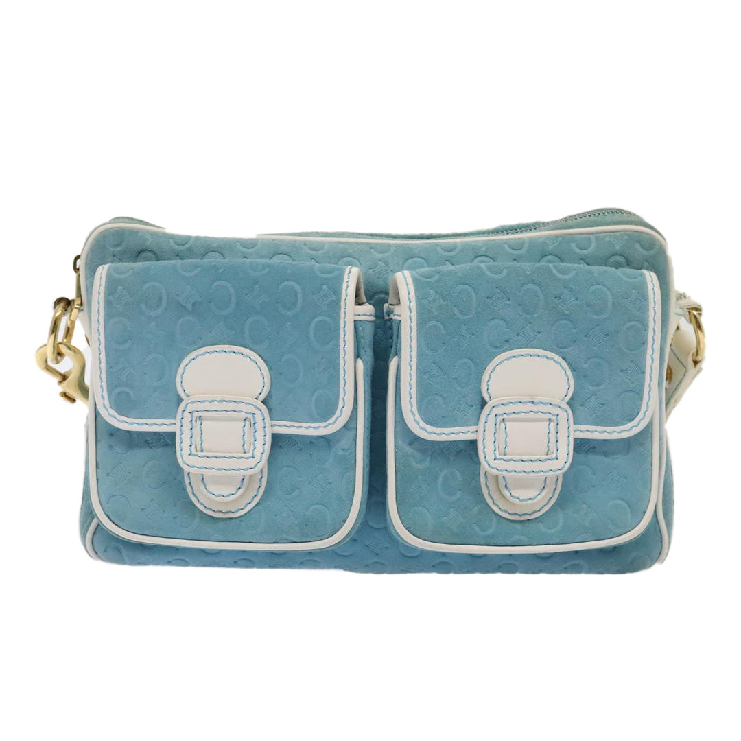 Celine C Macadam Canvas Shoulder Bag Blue Gold Auth 88113