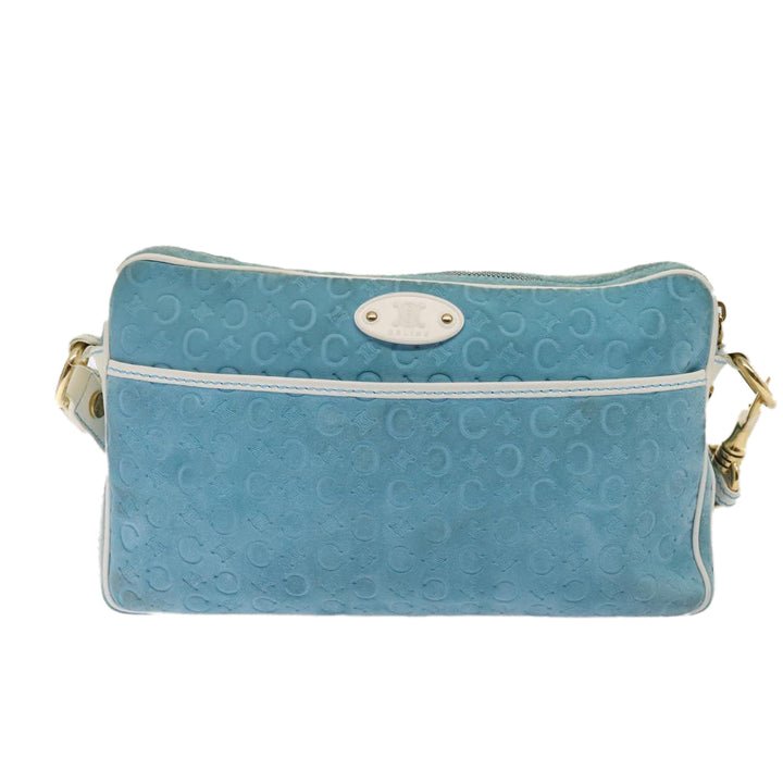 Celine C Macadam Canvas Shoulder Bag Blue Gold Auth 88113