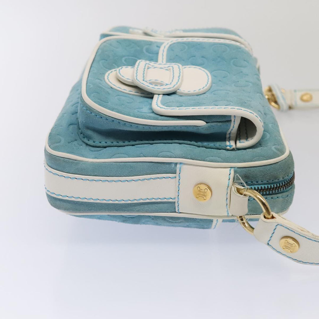 Celine C Macadam Canvas Shoulder Bag Blue Gold Auth 88113