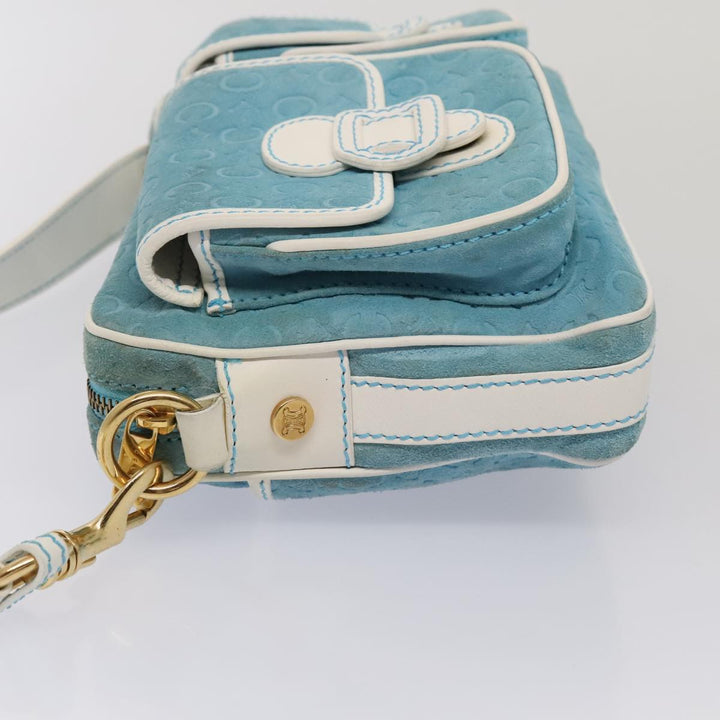 Celine C Macadam Canvas Shoulder Bag Blue Gold Auth 88113