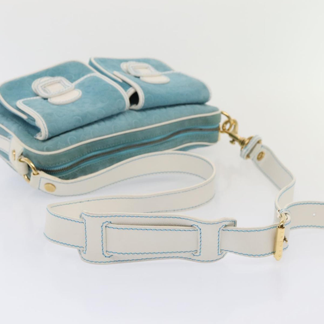 Celine C Macadam Canvas Shoulder Bag Blue Gold Auth 88113