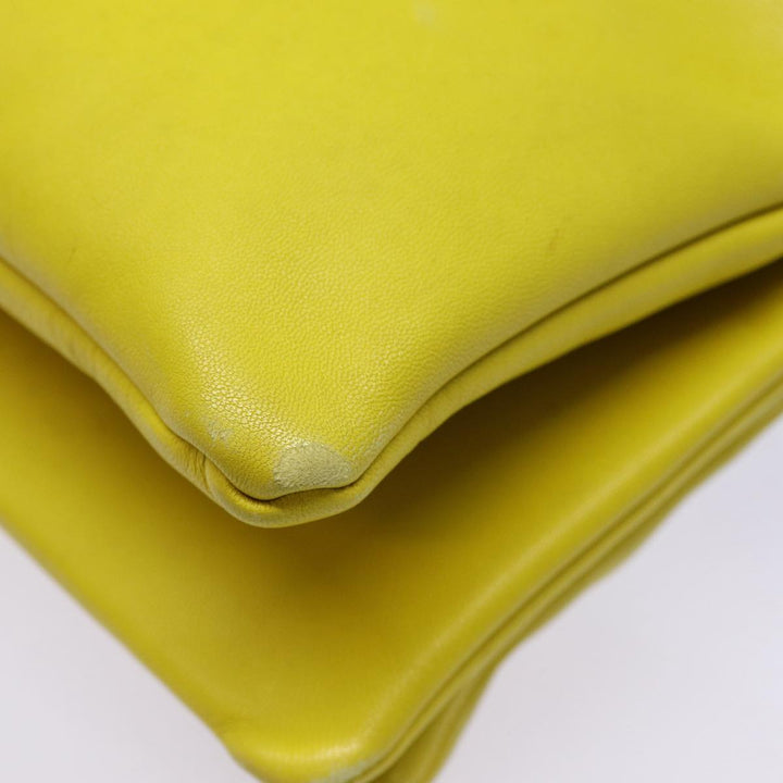 Celine Trio Large Shoulder Bag Leather Yellow Gold Auth 88116