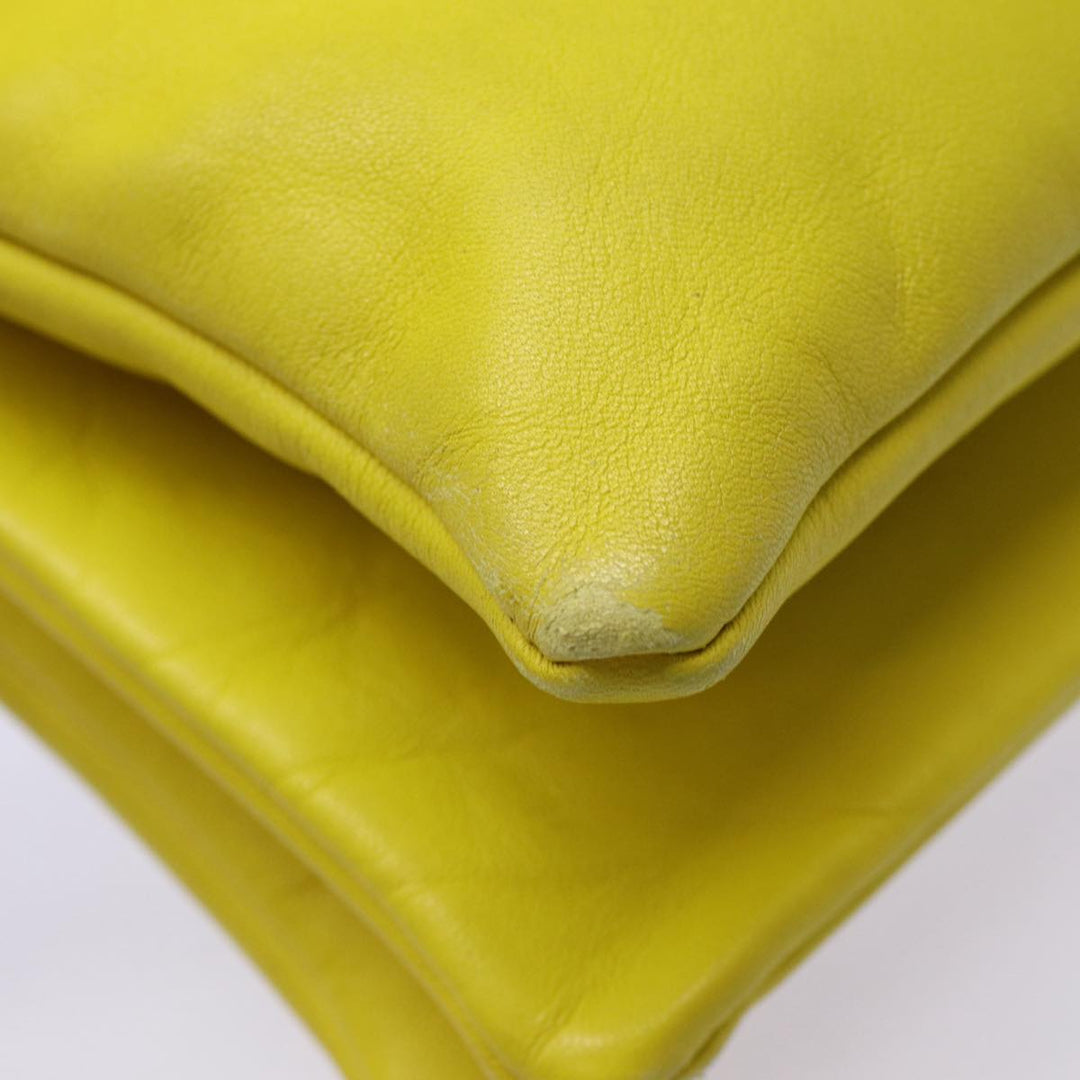 Celine Trio Large Shoulder Bag Leather Yellow Gold Auth 88116